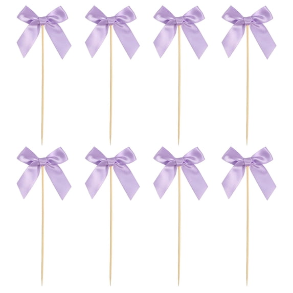 Sulaicai 8Pcs Purple Bow Cupcake Toppers, Coquette Cake Decorations Birthday, Bridal Shower, Baby Shower, Wedding, Bachelorette Party Girl-Themed Celebrations