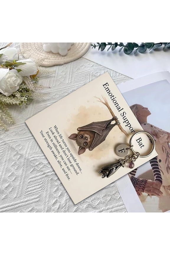 Bat Keychain, Metal Bat Pendant with Encouragement Verse Card Gifts for Friends, Christmas Stocking Stuffers Gifts