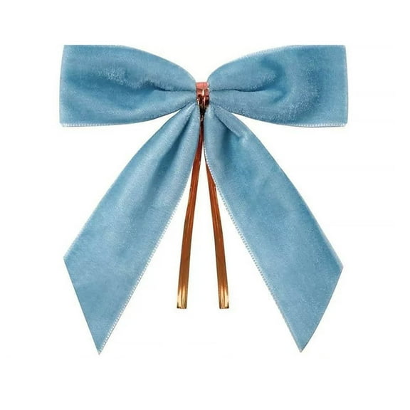 Sulaicai Blue Small Velvet Christmas Bows for Christmas Tree, 3.5'' Bows for Christmas Tree Ornaments, Wreath Accents, Gift Wrapping, Stair Railings, DIY Crafts & Xmas Home Decor,1pc