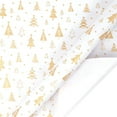 thumbnail image 1 of Sulaicai Christmas Wrapping Paper Rolls, Traditional Holiday Gift Wrap Paper, Gold and White Letters Xmas Tree Snowflakes Pine Cones Wrapping Paper for Christmas, Holiday, Party, 9.84 Ft, 1 of 9