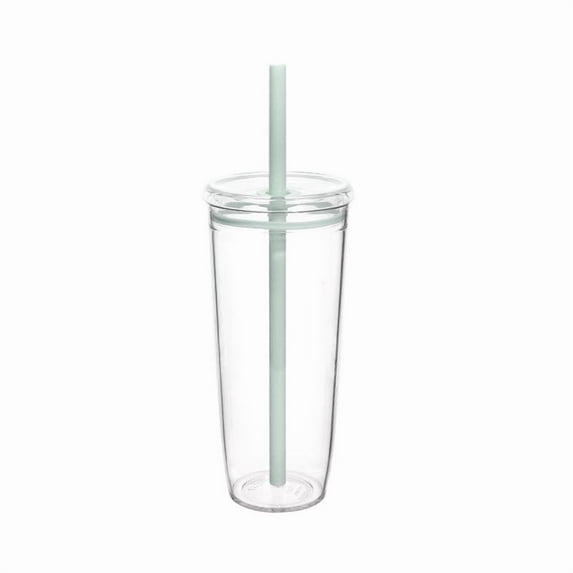 Sulaicai Clear Tumbler with Lid and Straw, Leak Proof Insulated Clear Plastic Cups, Reusable Iced Coffee Cup for Travel,Parties, Birthdays,Gifts