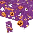 thumbnail image 1 of Sulaicai Halloween Disposable Plastic Tablecloth, 54" x 108" Pumpkin Ghost Skull Pattern Rectangular Table Cover, Waterproof Table Cloth for Holiday Party Decorations, 1 of 9