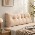 thumbnail image 1 of Sulaicai Headboard Pillow, Dorm Twin Headboard Wedge Pillow, Handmade Support Backrest Large Bolster Cushion with Side Pockets, Yellow (Medium: 80cm / 32 x 16 x 8 in), 1 of 7