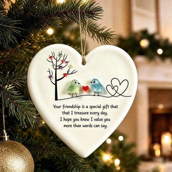 Bird Protective Windows Sulaicai Heart Shaped Acrylic Friendship Hanging Ornament, Sea Glass ...