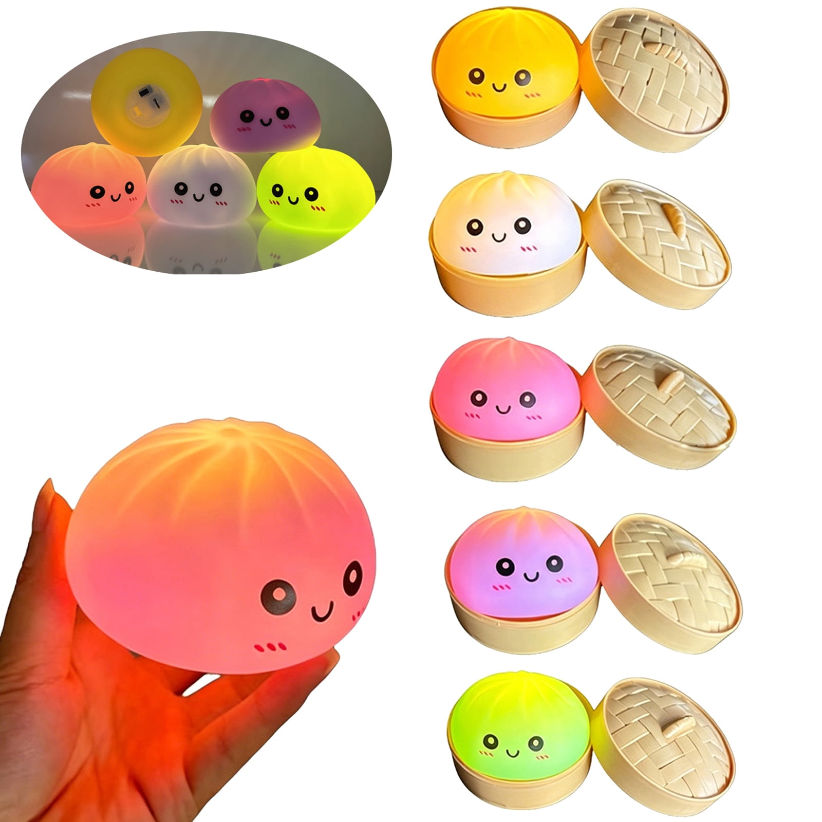 Sulaicai Light Up Dumpling Squishies, Colorful Dumpling Stress Ball ...