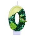 thumbnail image 1 of Sulaicai Number 0 Dinosaur Glitter Birthday Candle - Sparkly Green Birthday Cake Topper Candle, Festive Party Decoration Candle, Dino Theme Cake Topper Anniversary Party Decor, 1 of 7