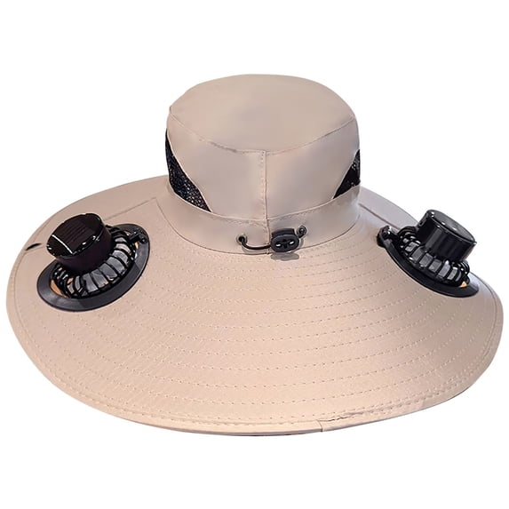 Sulaicai Outdoor Wide Brim Sun Hat with 2 Solar Fan, Sun Bucket Hat for Men Women, Bucket Fishing & Beach Hat with Fan Built in