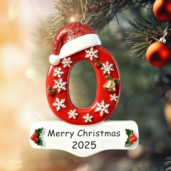 Sulaicai Personalized Initial Christmas Ornaments 2025, 2D Acrylic Personalized A-Z Letter Hanging Ornament for Christmas Tree, Xmas Gifts for Family Friends (O)