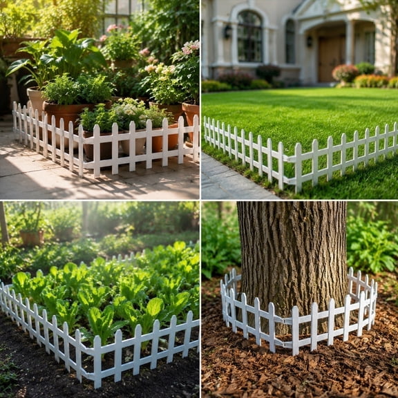 Sulaicai Plastic Picket Garden Fence, Decorative Yard Border Edging for Lawns Flowerbeds and Plant Borders (19.7x16.5 Inch)