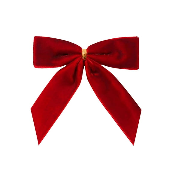 Sulaicai Red Small Velvet Christmas Bows for Christmas Tree, 3.5'' Bows for Christmas Tree Ornaments, Wreath Accents, Gift Wrapping, Stair Railings, DIY Crafts & Xmas Home Decor,1pc