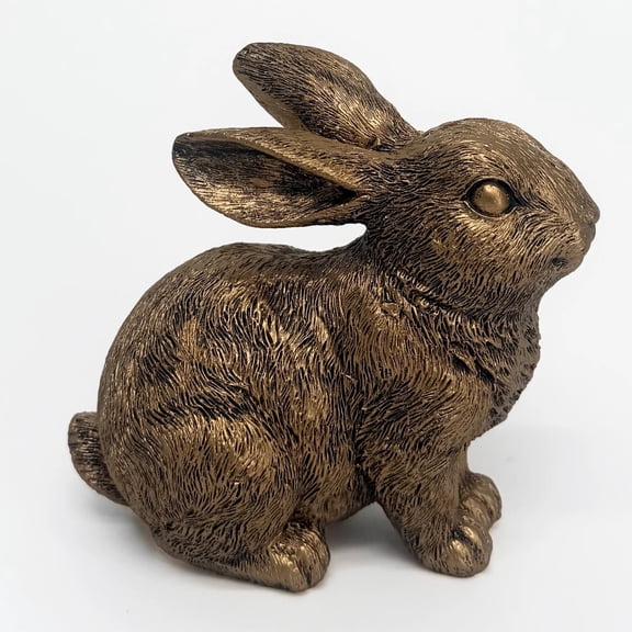 Sulaicai Resin Sitting Bunny Tabletop Easter Decoration, for Home Table Decor Rabbit Figurines, Bronze, 3.75"