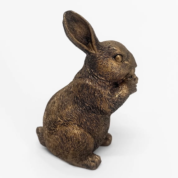 Sulaicai Resin Standing Bunny Tabletop Easter Decoration, for Home Table Decor Rabbit Figurines, Bronze, 4.75"