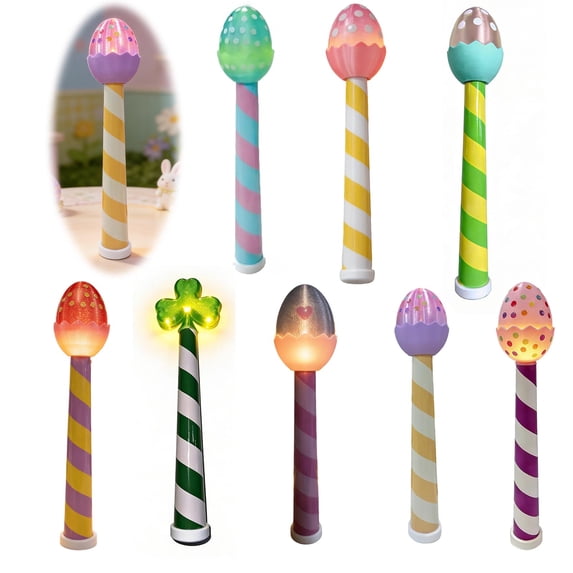 Sulaicai St. Patrick's Day Light-Up Magic Wand Decor, Clover LED Sticks Spring Themed Tabletop Decor for Easter St. Patrick's Day Party, Home Table, Mantel, Shelf Display (A)