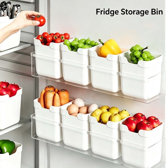 Sulaicai Stackable Fridge Storage Bin, Open Top Food Organizer Box for Fruit Vegetable Egg and Spice, Refrigerator Side Door Pantry Container