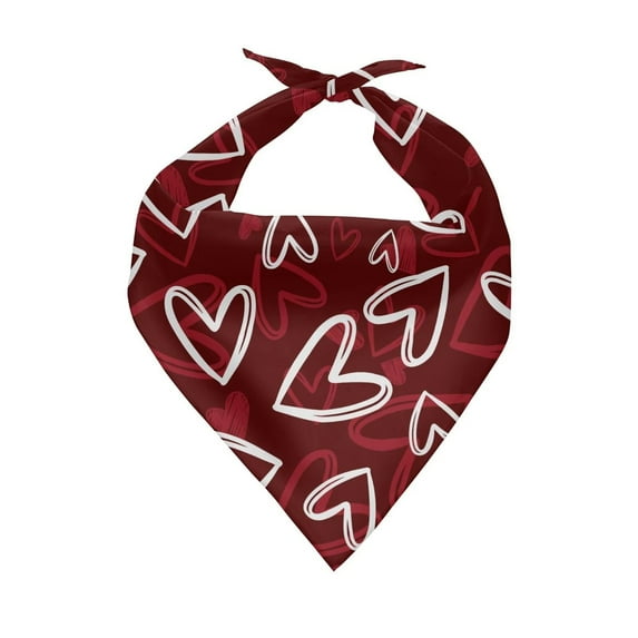 Sulaicai Valentine's Day Dog Bandana Triangle Pet Scarf Red Pink Heart Love Pattern Valentine Adjustable Bandanas for Small Medium Large Dogs