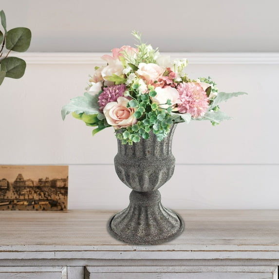 Sulaicai Vintage Vase for Flowers Decorative Plant Pots for Table Centerpieces - 6.3'' Small Flower Arrangement Vases for Living Room Home Party Reception Ceremony, 1pcs (Gray)