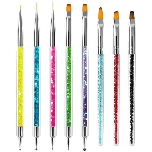 Sularpek 8PCS Function Nail Brush, Nail Liner Brush, Double Ended Nail