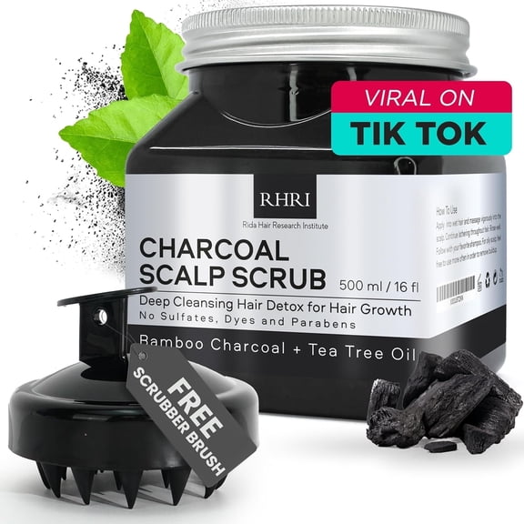Sulfate-Free Charcoal Scalp Scrub with Bamboo Charcoal & Tea Tree Oil