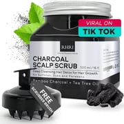 Sulfate-Free Charcoal Scalp Scrub with Bamboo Charcoal & Tea Tree Oil | Exfoliating Hair & Scalp Treatment for Detox, Dandruff & Build-Up | Scalp Exfoliator Scrub  16 Fl Oz