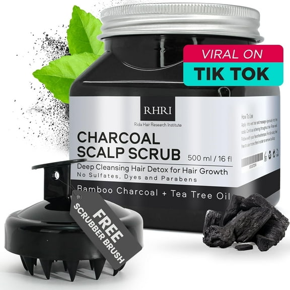 Sulfate-Free Charcoal Scalp Scrub with Bamboo Charcoal & Tea Tree Oil