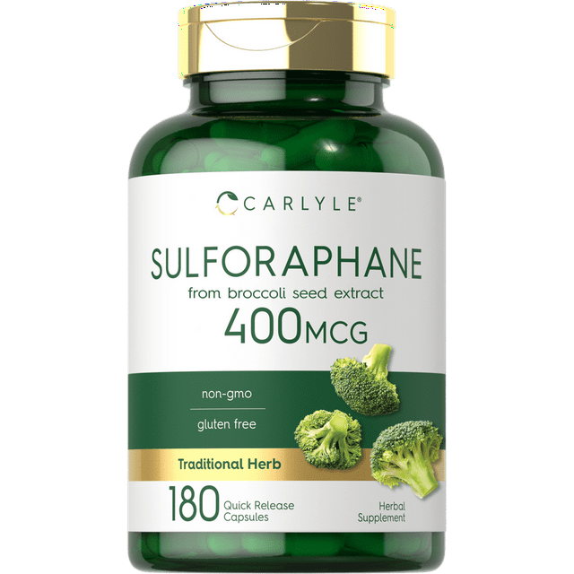 Sulforaphane 400mcg 180 Capsules Broccoli Seed Extract by Carlyle