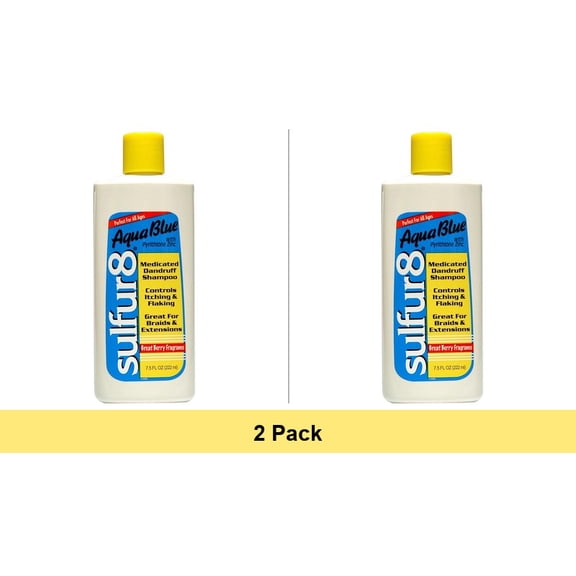 Sulfur 8 Aqua Blue Medicated Dandruff Shampoo - 2 Pack Bundle