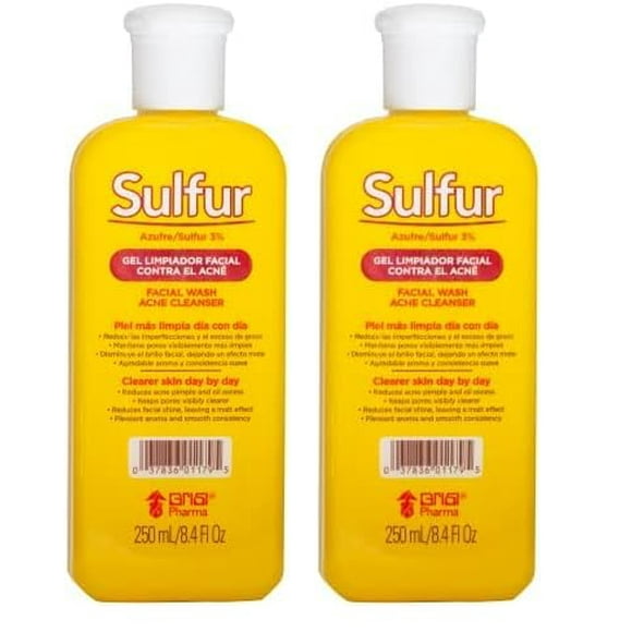 Sulfur Grisi, Facial Wash and Cleanser, Reduces Oil Excess Pimples. 8.4 Fl Oz, Bottle (Pack of 2)