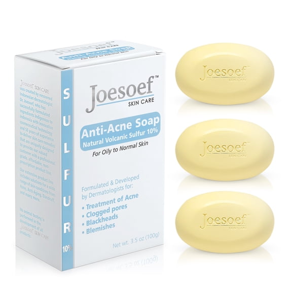 Sulfur Soap for Acne 3-Pack Shipping Included | Joesoef Skin Care Anti Acne Sulfur Soap 100G each 3 pack