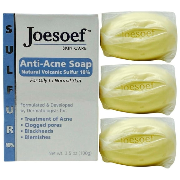 Sulfur Soap for Acne 3-Pack Shipping Included | Joesoef Skin Care Anti Acne Sulfur Soap 100G each 3 pack
