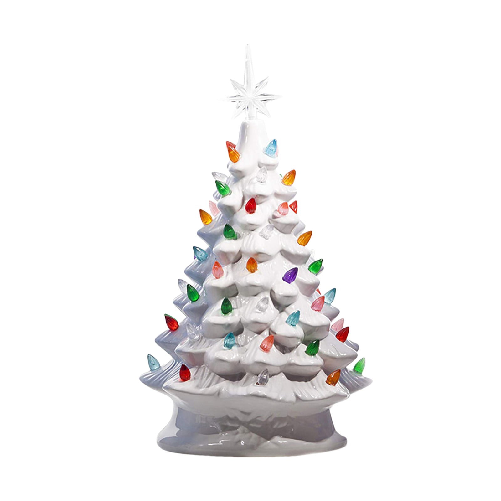 Sulgyt 12" Ceramic Christmas Tree with Multicolored Lights, Ceramic Christmas Tree Tabletop