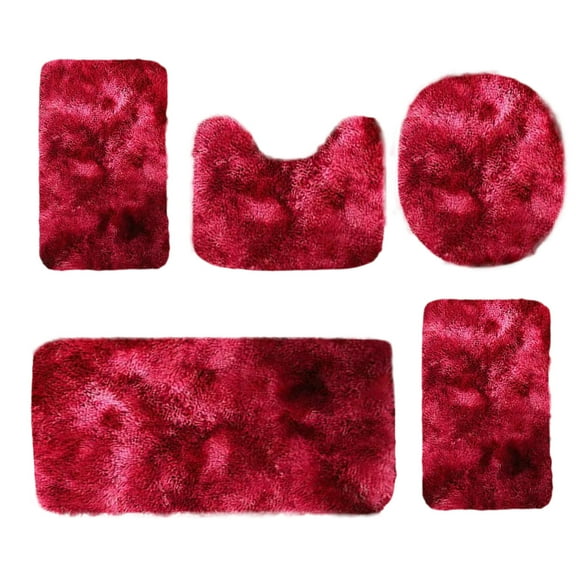 Sulgyt Bathroom Rugs Sets 5 Piece with Lid Cover Bathroom Shower Rugs with U-Shaped Contour Toilet Mat Absorbent Microfiber Plush Bath Mats Non Slip Bath Rugs Machine Washable Bathroom Floor Mats