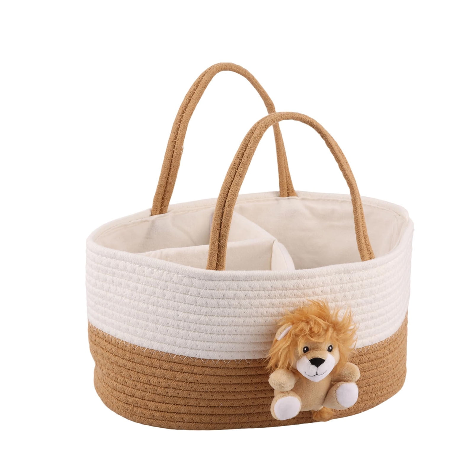 Sulgyt Bunny Baby Diaper Caddy Organizer，Cotton Rope Nursery Storage Bin Basket Baby Shower Easter Basket Portable Holder Tote Bag with Handle D