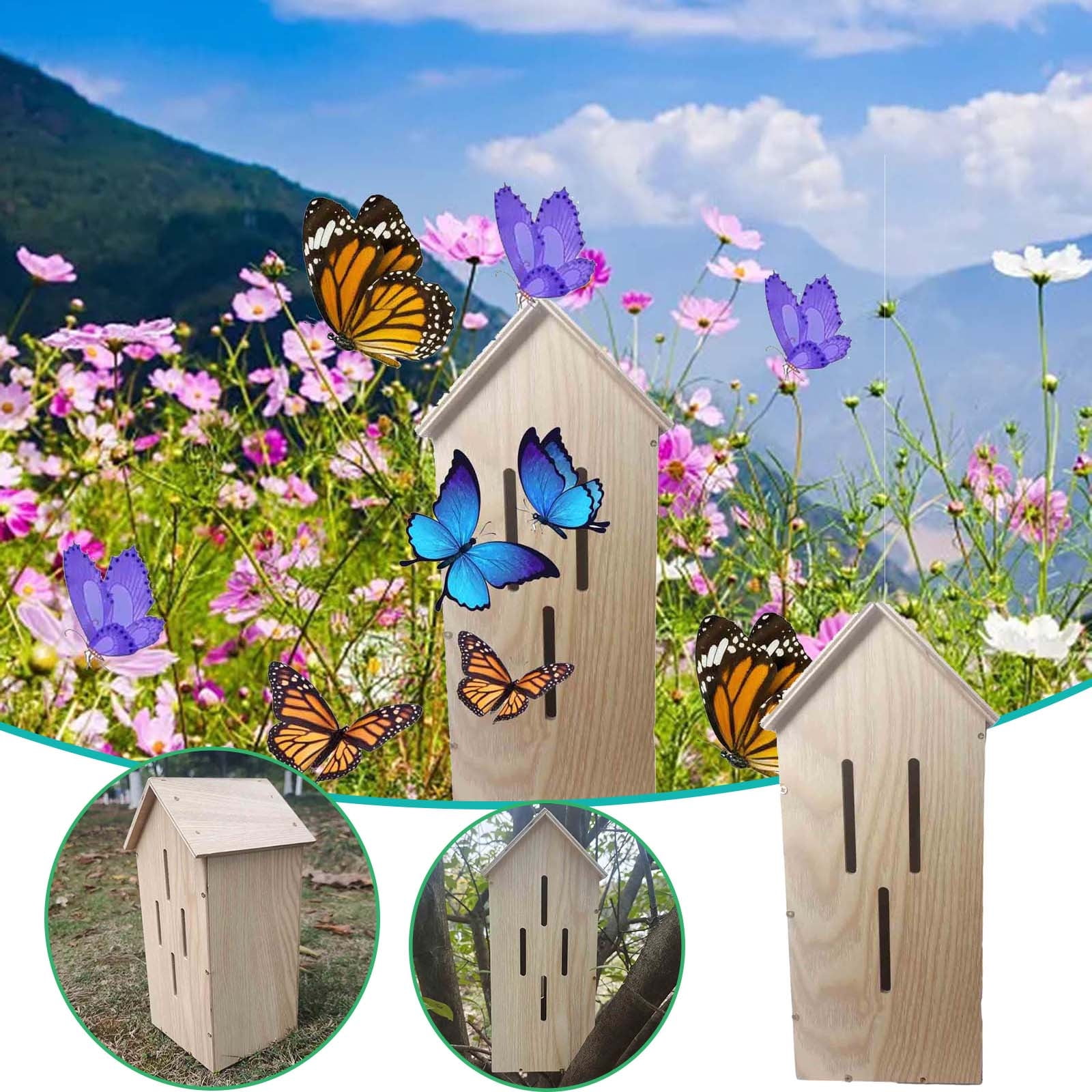 Sulgyt Butterfly House, Wildlife World Butterfly Habitat , Wood Butterfly House Kit, Wooden