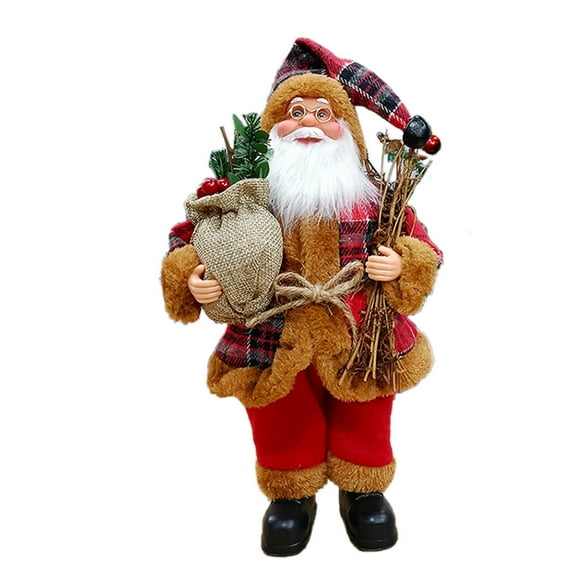 Sulgyt Christmas Santa Crafted Cute Santa Claus Figurines Doll with Gift Bag 12 Inch Christmas Decoration for Home Office Table Xmas Party Ornament Gift, Child Gift Toy