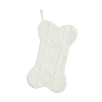 Sulgyt Dog Christmas Stocking, Knit White Red Christmas Stocking for Dogs, Bone Shape Dog Stocking Christmas Large Pet Stockings Hanging Dog Christmas Stocking for Dogs Cats Pets 16.5In, White