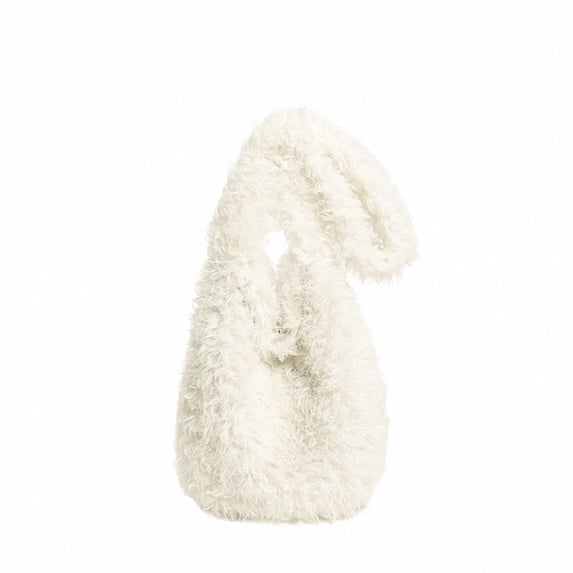 Sulgyt Fluffy Purses for Women, Cute Fuzzy Tote Handbag, Plush Y2K Hobo Shoulder Bag, Faux Fur Clutch Bag White