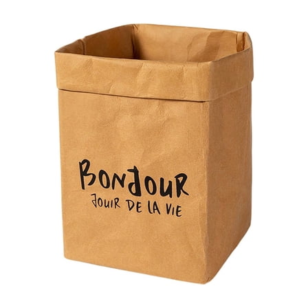 Sulgyt Kraft Paper Storage Bags for Food Snacks Cookies Vegetables and Sandwiches Washable Reusable Grocery Packaging Bag L (Yellow)