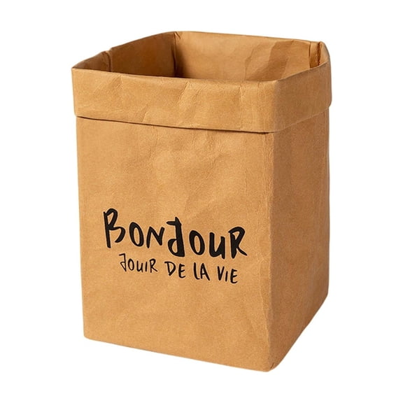 Sulgyt Kraft Paper Storage Bags for Food Snacks Cookies Vegetables and Sandwiches Washable Reusable Grocery Packaging Bag L (Yellow)