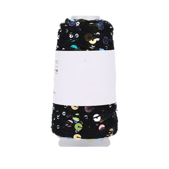 Sulgyt Sequin Sparkle Cotton Yarn, Metallic Sequin Thread Accessories Yarn for Knitting and Crocheting, DIY Craft Projects (Black)