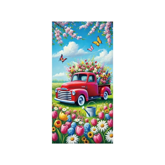 Sulgyt Spring Door Banner Door Cover, Bluebirds and Daffodils Spring Decor, for Front Door Porch Entryway, Seasonal Welcome Sign A