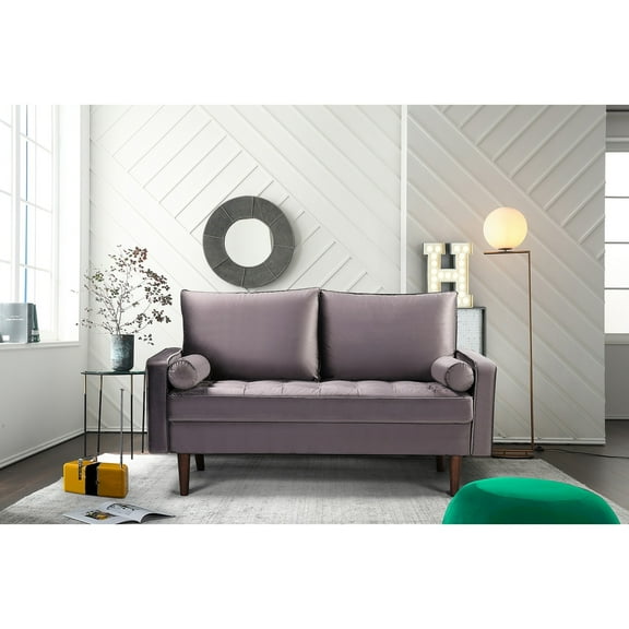 Sulina Velvet LivingRoom Loveseat - N/A Grey