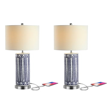 Cabell 26" Farmhouse Rustic Iron LED Table Lamp, Brown/White - Walmart.com
