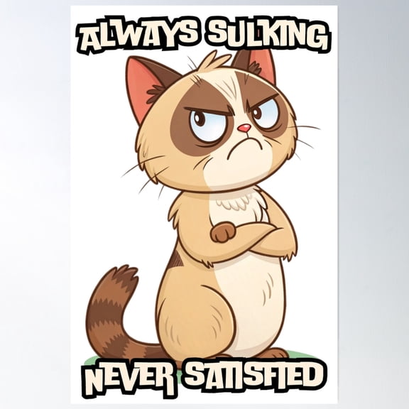Sulking Cat, Forever Unimpressed Poster Wall Art, Modern Wall Decor, 12x18 UNFRAMED