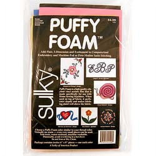 Sulky 12 Color Puffy Foam Assortment - 3mm Thick, 6"x9" Sheets For Sewing & Embroidery Stabilizer