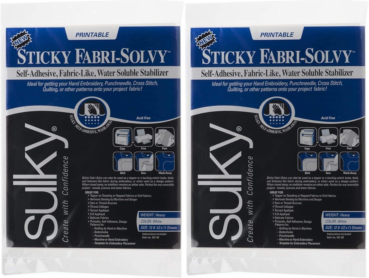Sulky 8.5x11 stabilizer, 8.5" x 11" 12-Pack, White - 2 Pack