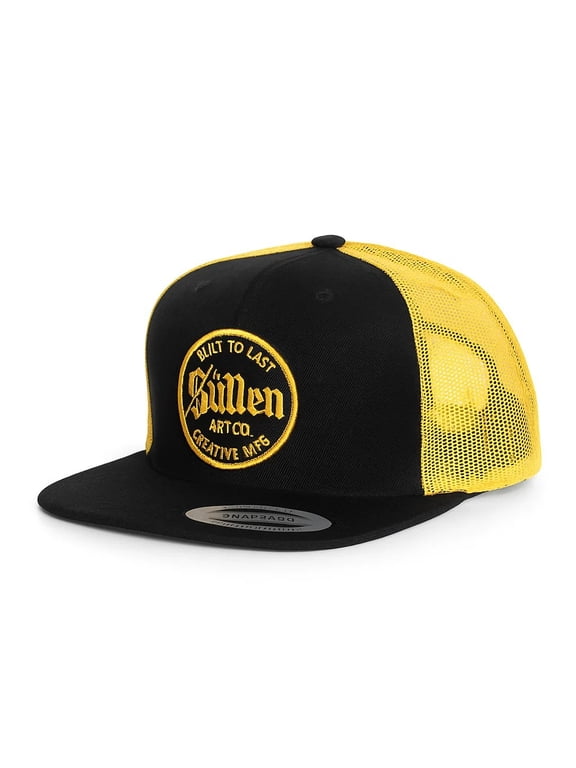 Lasting Flex-Fit Snapback Hat, Black/Yellow, One Size