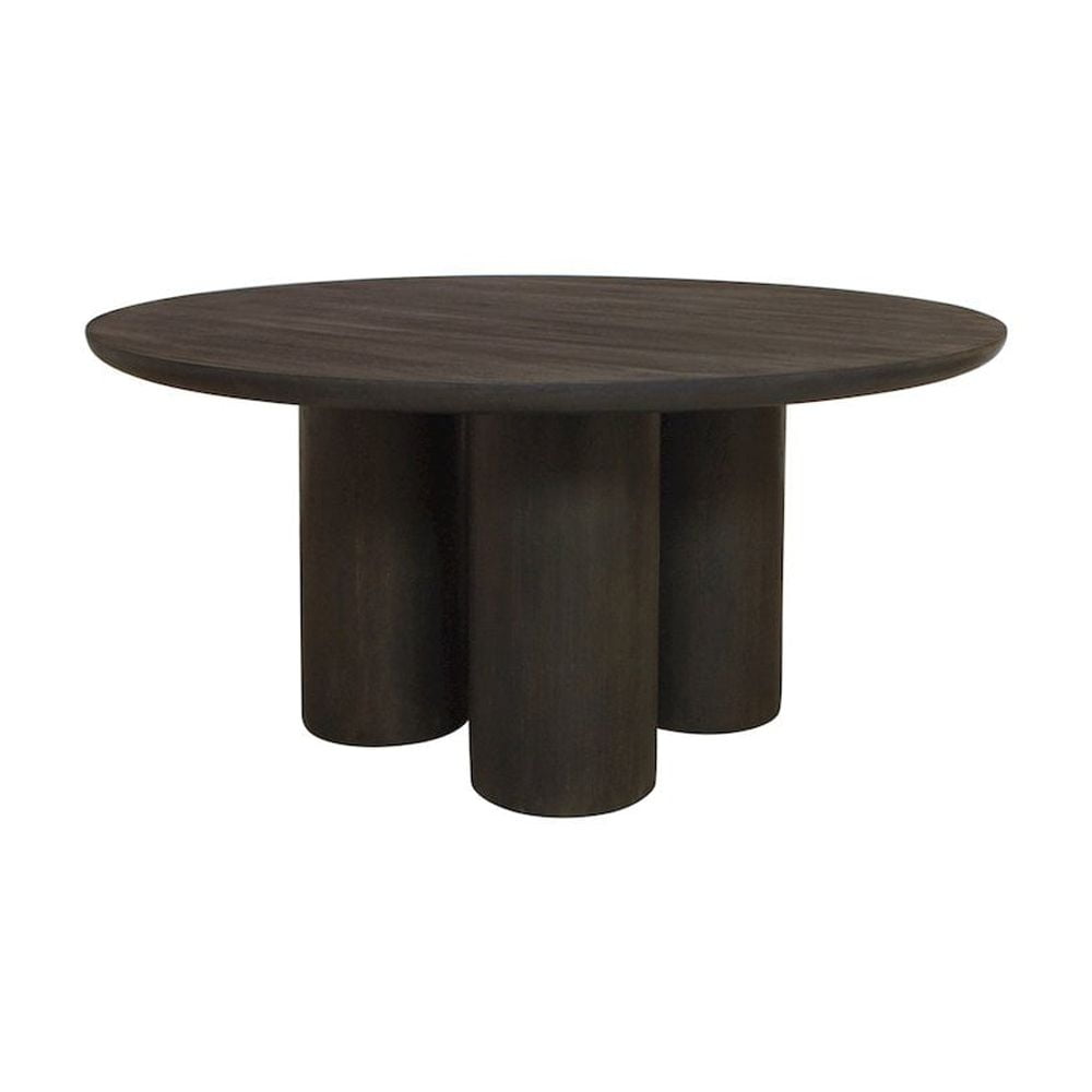 Minoa 63'' Dark Brown Solid Wood Round Dining Table