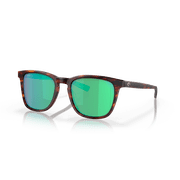 Costa Del Mar Unisex Size 52 Polarized Sullivan Square Sunglasses, Matte Tortoise/Green Mirror 580G