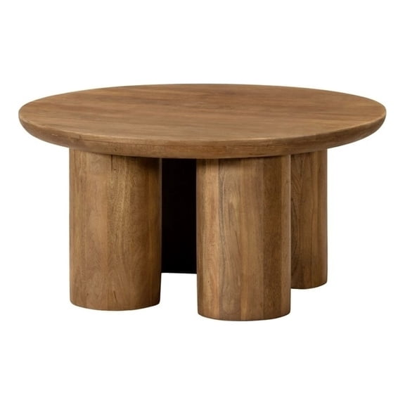Sullivan Round Coffee Table in Spice Tan Finish on Solid Wood