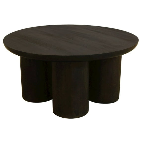 Moti Sullivan Solid Wood Round Coffee Table in Dark Brown Finish
